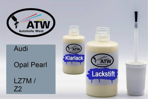 Audi, Opal Pearl, LZ7M / Z2: 20ml Lackstift + 20ml Klarlack - Set, von ATW Autoteile West.